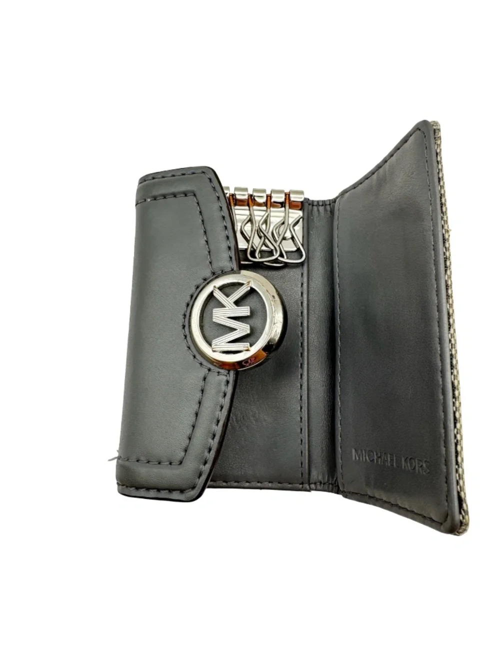 Michael Kors Key Case Holder MK 6 Hooks Organizer Wallet Travel Gift Gray Used